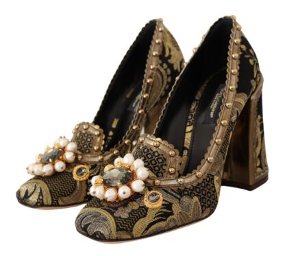 Dolce & Gabbana - Opulent Gold Jacquard Brocade Pumps