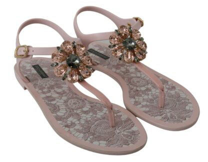 Dolce & Gabbana - Elegant Pink Crystal Embellished Sandals