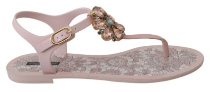 Dolce & Gabbana - Elegant Pink Crystal Embellished Sandals