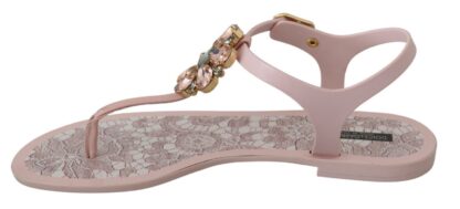 Dolce & Gabbana - Elegant Pink Crystal Embellished Sandals