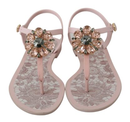 Dolce & Gabbana - Elegant Pink Crystal Embellished Sandals