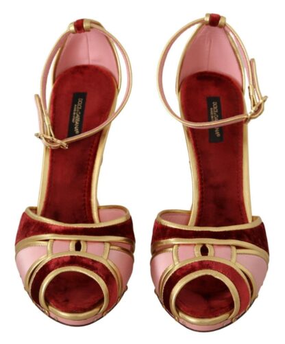 Dolce & Gabbana - Chic Red Velvet Ankle Strap Sandals