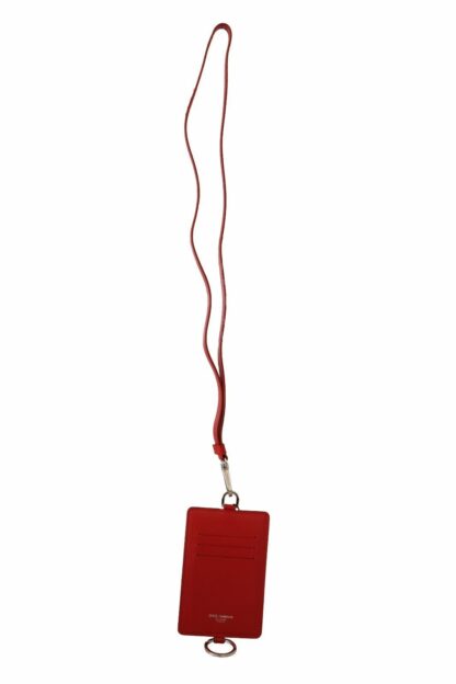 Dolce & Gabbana - Red Leather Cardholder with Neck Strap