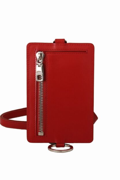 Dolce & Gabbana - Red Leather Cardholder with Neck Strap