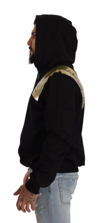 Dolce & Gabbana - Elegant Black Hooded Pullover with Gold Logo