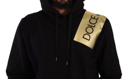 Dolce & Gabbana - Elegant Black Hooded Pullover with Gold Logo