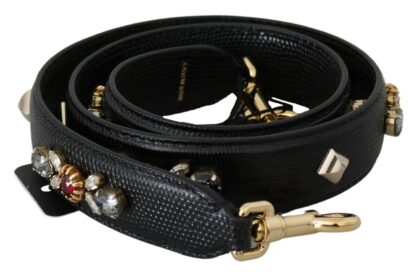 Dolce & Gabbana - Black Leather Crystal Accessory Shoulder Strap