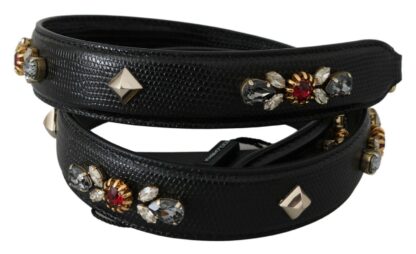 Dolce & Gabbana - Black Leather Crystal Accessory Shoulder Strap