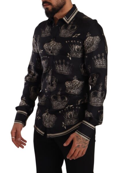 Dolce & Gabbana - Slim Fit Crown Print Silk Shirt