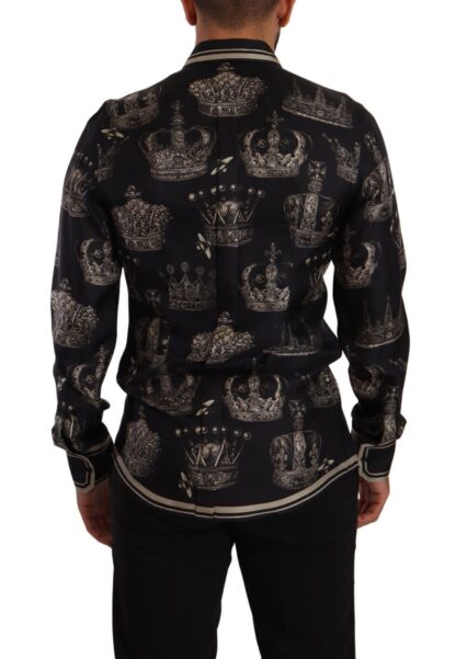 Dolce & Gabbana - Slim Fit Crown Print Silk Shirt