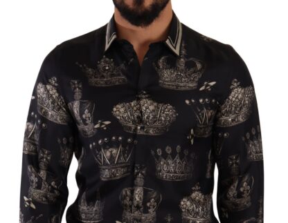 Dolce & Gabbana - Slim Fit Crown Print Silk Shirt