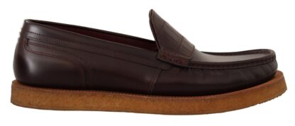 Dolce & Gabbana - Elegant Bordeaux Leather Loafers