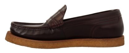 Dolce & Gabbana - Elegant Bordeaux Leather Loafers