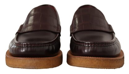 Dolce & Gabbana - Elegant Bordeaux Leather Loafers