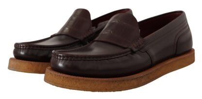 Dolce & Gabbana - Elegant Bordeaux Leather Loafers