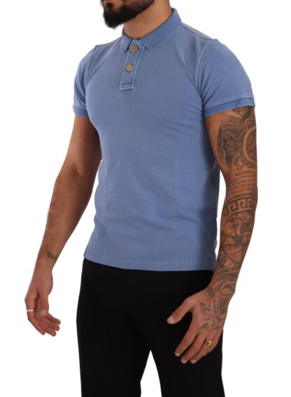 FRADI - Sleek Blue Cotton Collared Tee