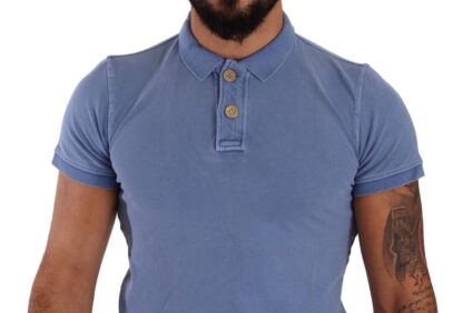 FRADI - Sleek Blue Cotton Collared Tee