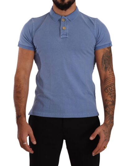 FRADI - Sleek Blue Cotton Collared Tee