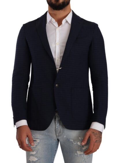 FRADI - Slim Fit Notch Lapel Blazer in Dark Blue