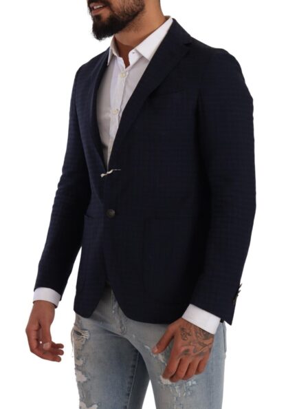 FRADI - Slim Fit Notch Lapel Blazer in Dark Blue