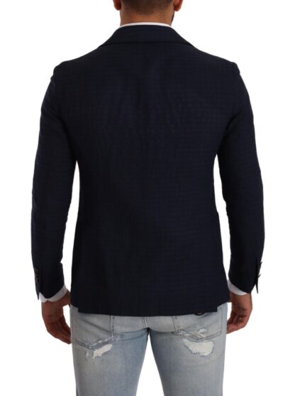 FRADI - Slim Fit Notch Lapel Blazer in Dark Blue