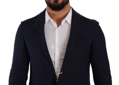 FRADI - Slim Fit Notch Lapel Blazer in Dark Blue