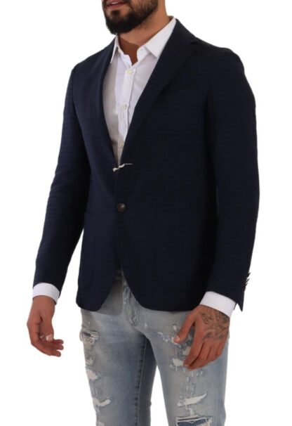 FRADI - Slim Fit Notch Lapel Blazer in Dark Blue