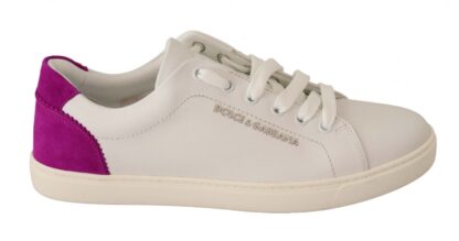 Dolce & Gabbana - Elegant White Purple Sneakers Luxury Footwear