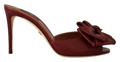 Dolce & Gabbana - Elegant Bow Applique Leather Heeled Sandals