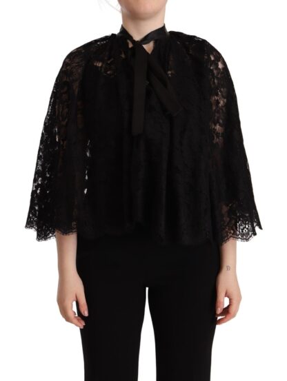 Dolce & Gabbana - Black Floral Lace Shoulder Wrap Sweater