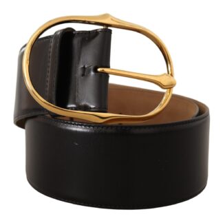 Dolce & Gabbana - Elegant Leather Belt with Gold Oval Buckle