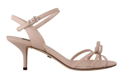 Dolce & Gabbana - Pink Leather Ankle Strap Sandals Devotion Shoes