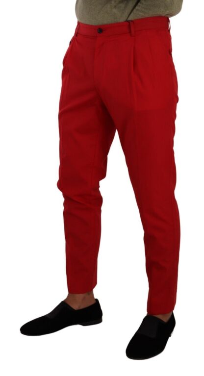 Dolce & Gabbana - Red Cotton Skinny Formal Men Dress Pants