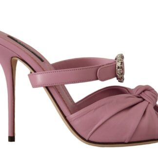 Dolce & Gabbana - Pink Leather Ankle Strap Sandals Devotion Shoes