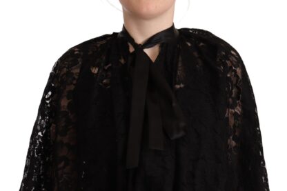 Dolce & Gabbana - Black Floral Lace Shoulder Wrap Sweater