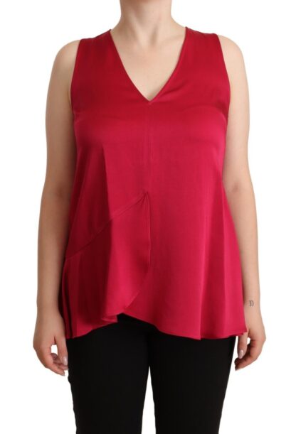 Twinset - Elegant Red V-Neck Sleeveless Tank Top