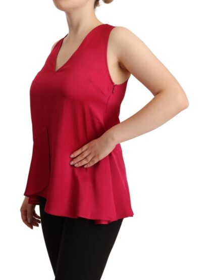 Twinset - Elegant Red V-Neck Sleeveless Tank Top