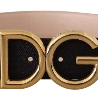 Dolce & Gabbana - Elegant Black Python Skin Belt with Gold Buckle