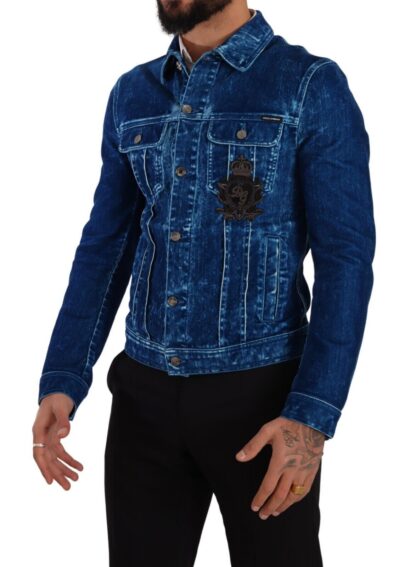 Dolce & Gabbana - Elegant Denim Jacket with Crown Embroidery