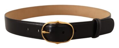 Dolce & Gabbana - Elegant Black Leather Belt with Gold Buckle