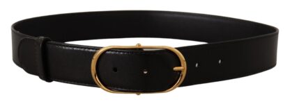 Dolce & Gabbana - Black Leather Gold Metal Oval Buckle Belt