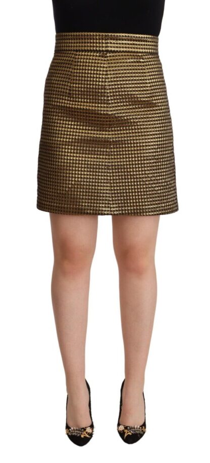 Boutique Moschino - Elegant High-Waisted Gold-Black Skirt