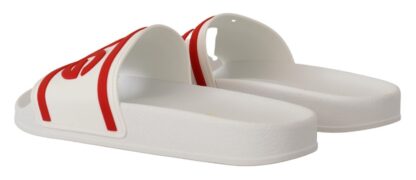 Dolce & Gabbana - White Red Rubber Beachwear Logo Sandals Shoes