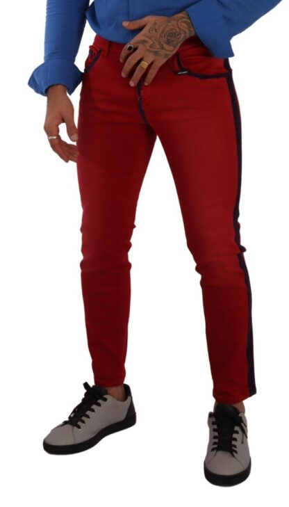 Dolce & Gabbana - Red Cotton Stretch Skinny Denim Trouser Jeans