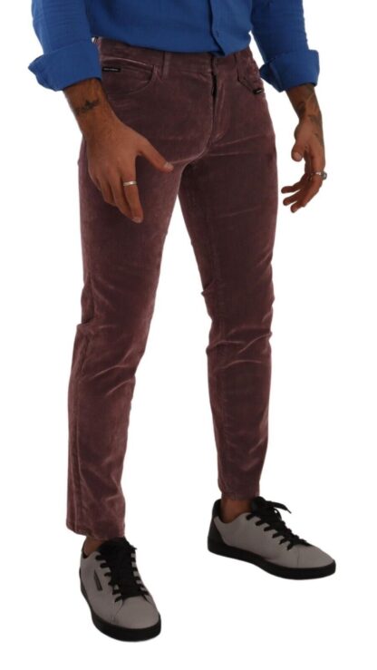 Dolce & Gabbana - Chic Pink Slim-Fit Cotton Velvet Jeans