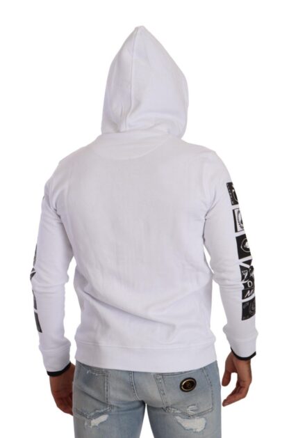 Frankie Morello - Chic White Hooded Zipper Sweatshirt Jacket