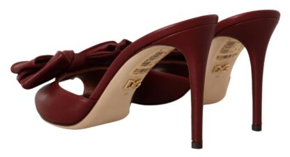 Dolce & Gabbana - Elegant Bow Applique Leather Heeled Sandals