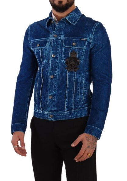 Dolce & Gabbana - Elegant Denim Jacket with Crown Embroidery