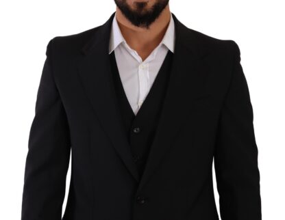 Dolce & Gabbana - Elegant Black Martini Three-Piece Wool Suit