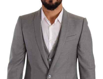 Dolce & Gabbana - Elegant Grey Slim Fit Wool Silk 3 Piece Suit